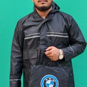 BMW Heat Sealed Raincoat (Premium Quality) - কালো কালার